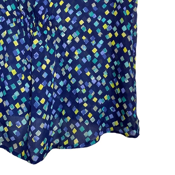 Tahari Arthur S Levine Abstract Geometric Print Blue Green Sleeveless Blouse M - Picture 13 of 16